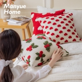饰枕床头靠垫 毛绒抱枕抱枕套圣诞氛围感靠垫装 蔓越家 冬日甜心