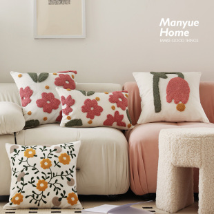 靠枕不含芯 沙发花朵抱枕抱枕套北欧床头靠垫软装 M.life 春日花园