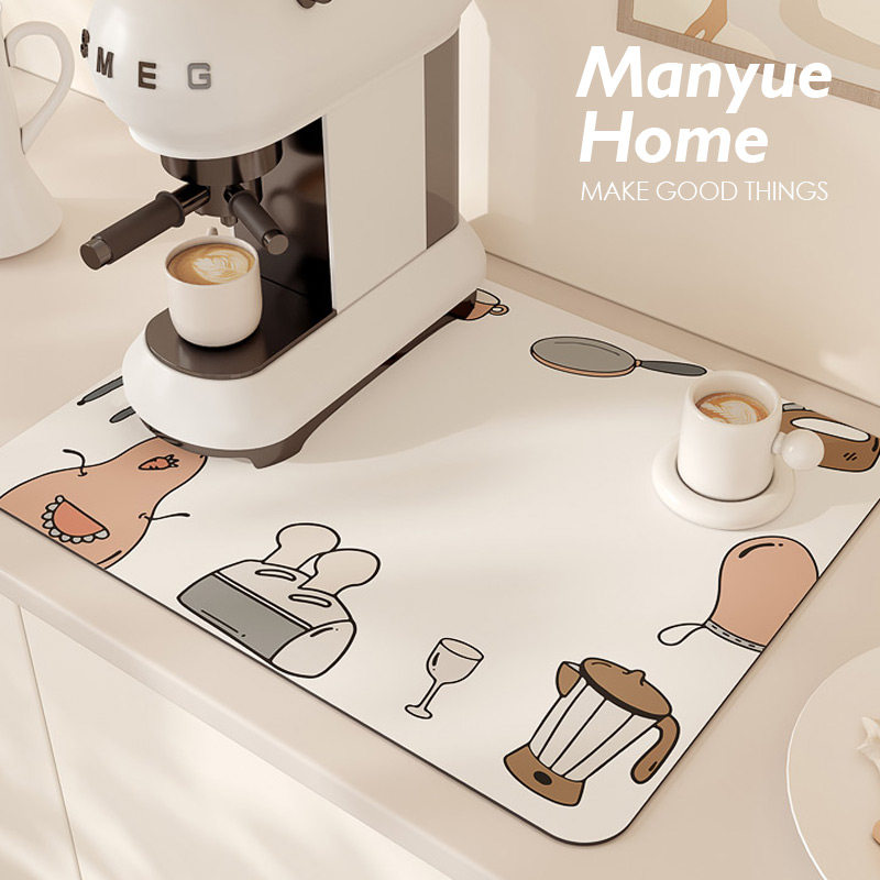 life 可颂面包 卡通厨房沥水垫台面控水垫子吸水垫洗手台餐垫
