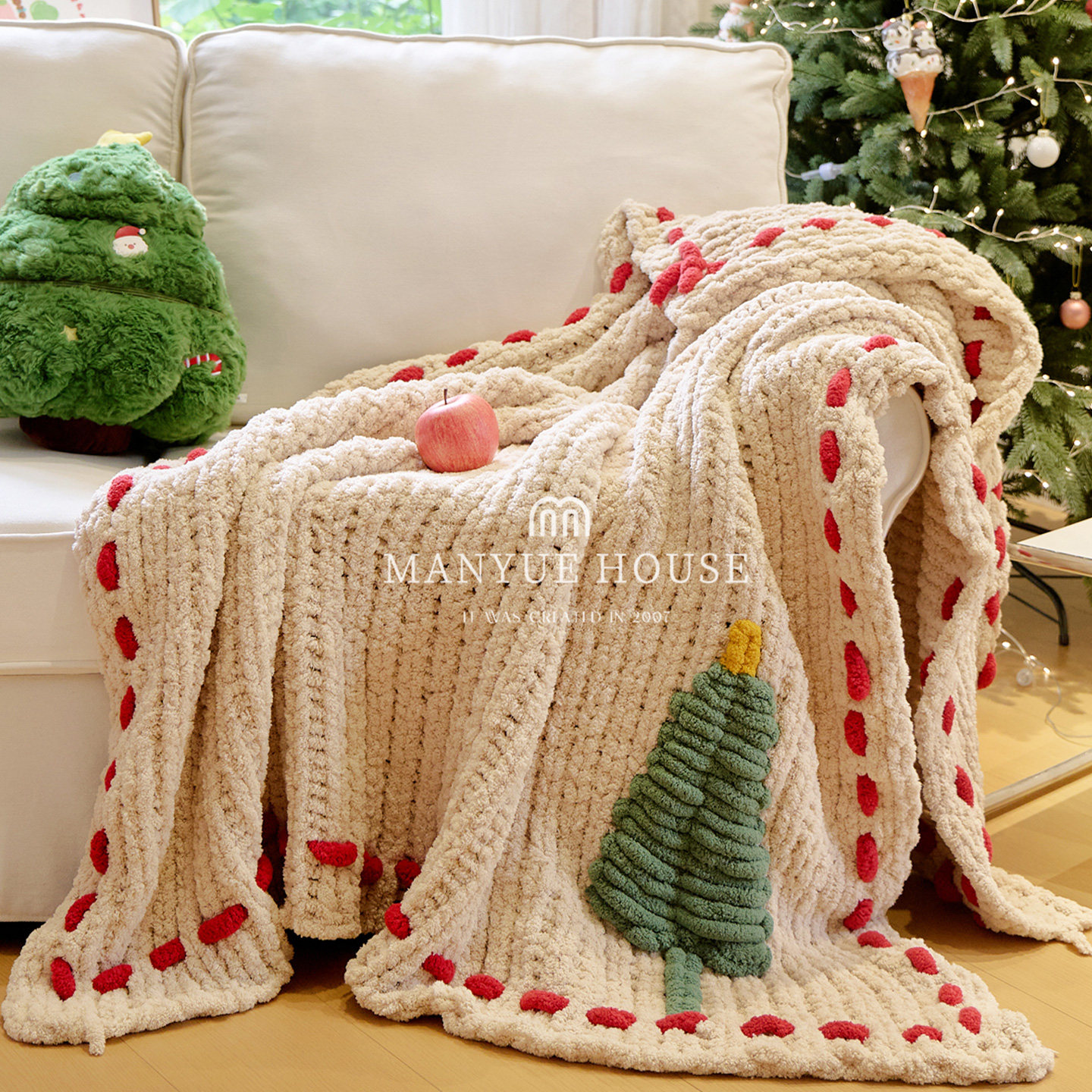 M.life 复古A类半边绒针织毛毯客厅沙发午睡盖毯加厚装饰休闲毯子