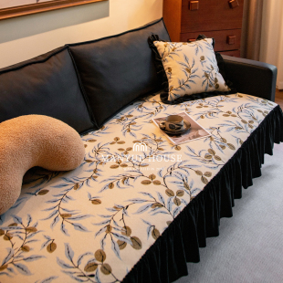 M.life 中古风雪尼尔沙发垫高级感客厅沙发套罩布巾防滑 花团锦簇