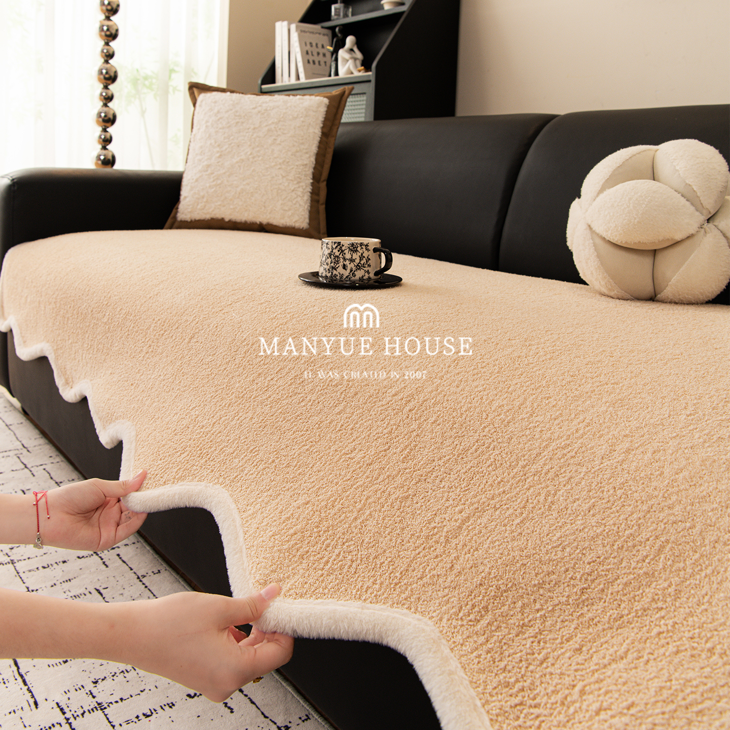 M.life  秋冬短毛绒沙发垫客厅沙发套罩巾异形坐垫三人座沙发通用