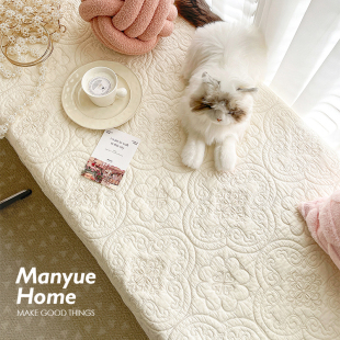 绣花卧室飘窗垫全棉窗台垫榻榻米垫 奶油色法式 M.life 嫣缕花阁