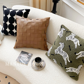 M.life 中古绿斑马 轻奢复古LUX抱枕抱枕套沙发床头靠枕皮面靠垫