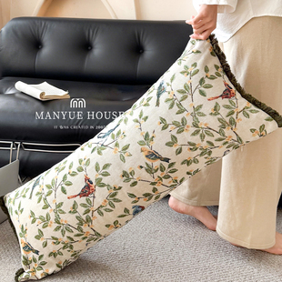 M.life 中古绣花沙发长条抱枕靠垫长条枕大靠背床头软包靠枕腰枕