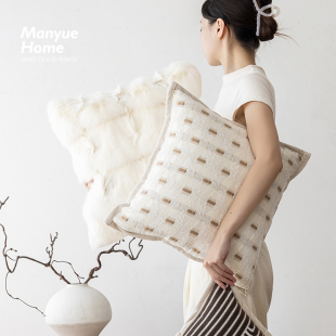 M.life 轻奢高级感沙发抱枕抱枕套客厅燕麦色靠背枕床头靠垫含芯