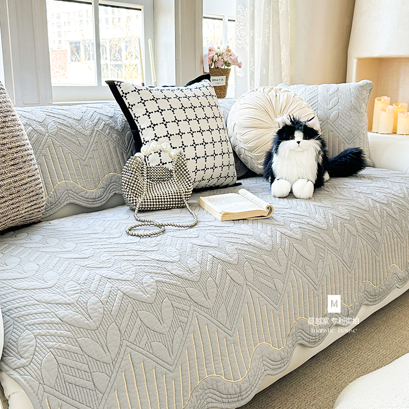 M.life 微芒 全棉沙发垫坐垫沙发套罩巾纯棉坐垫重工绣花四季通用