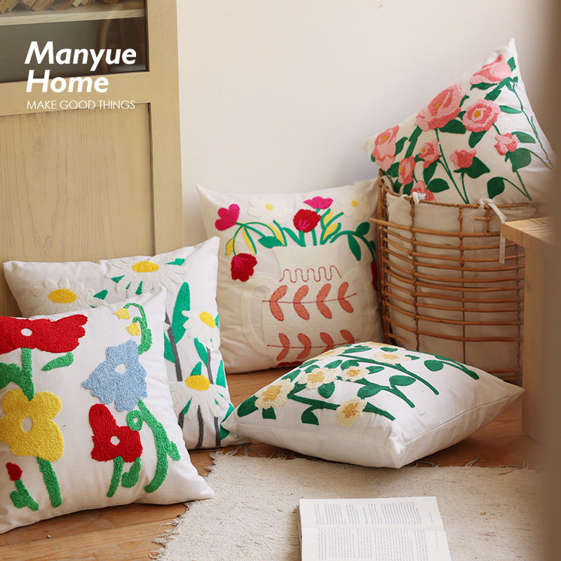 M.life 春日花园 小清新花朵抱枕靠垫全棉帆布客厅沙发抱枕套含芯,居家布艺,靠垫/抱枕,淘宝优惠券,粉丝福利购,淘宝优惠卷