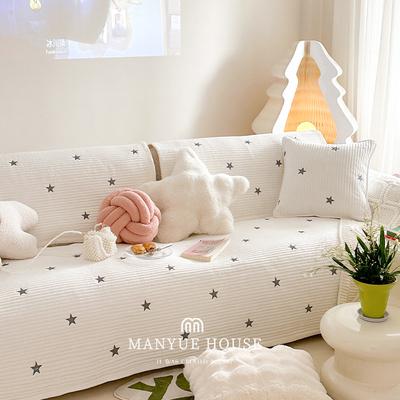 水洗棉防尘ins绣花沙发垫坐垫