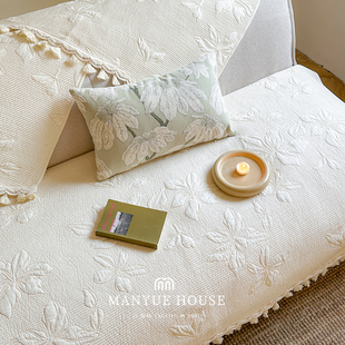 M.life 重工绣花沙发垫沙发套罩坐垫盖布垫布沙发盖巾 纯棉水洗棉