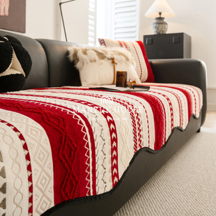 M.life 新年喜庆雪尼尔异形沙发垫客厅沙发套罩靠背巾坐垫盖布