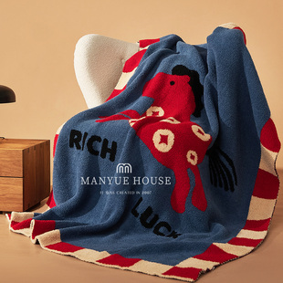 新年客厅沙发半边绒午睡盖毯吉祥物抱枕靠垫 A类 M.life 马上有钱