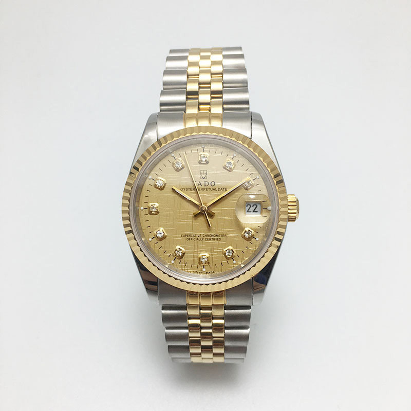 天舵品质全自动机械手表精钢商务电镀18k金男表防水机械腕表