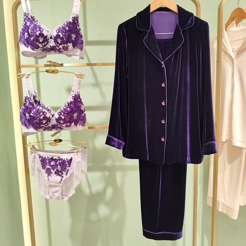 salute莎露特LD73E5女式桑蚕丝丝绒分体家居服睡衣女4980