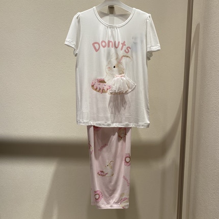 爱慕儿童AK141L352女童薄款奶皮衣莫代尔短袖睡衣AK142L352七分裤