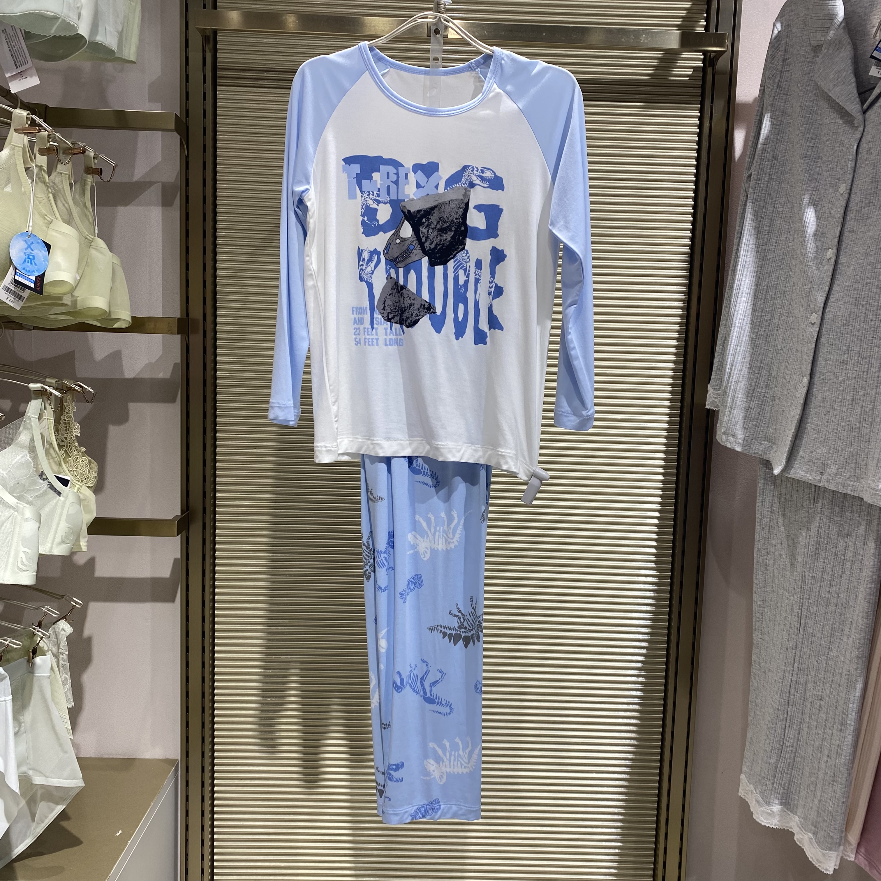 爱慕儿童AK243L661男童春夏男童长袖长裤莫代尔睡衣裤恐龙化石