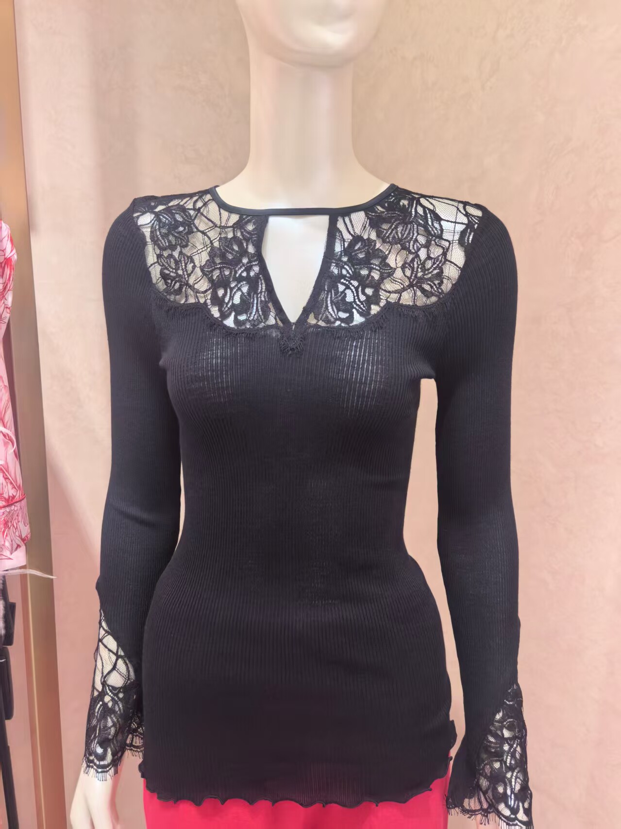 OS6644爱慕高端代理进口羊毛蚕丝针织上衣打底衫3280女士螺纹弹力