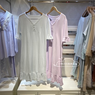华歌尔新品春夏款WN2052 棉针织面料短袖简约舒适睡裙698
