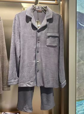 爱慕先生秋冬含桑蚕丝男士天竺绒简约家居服睡衣套装NS43K181暖绒