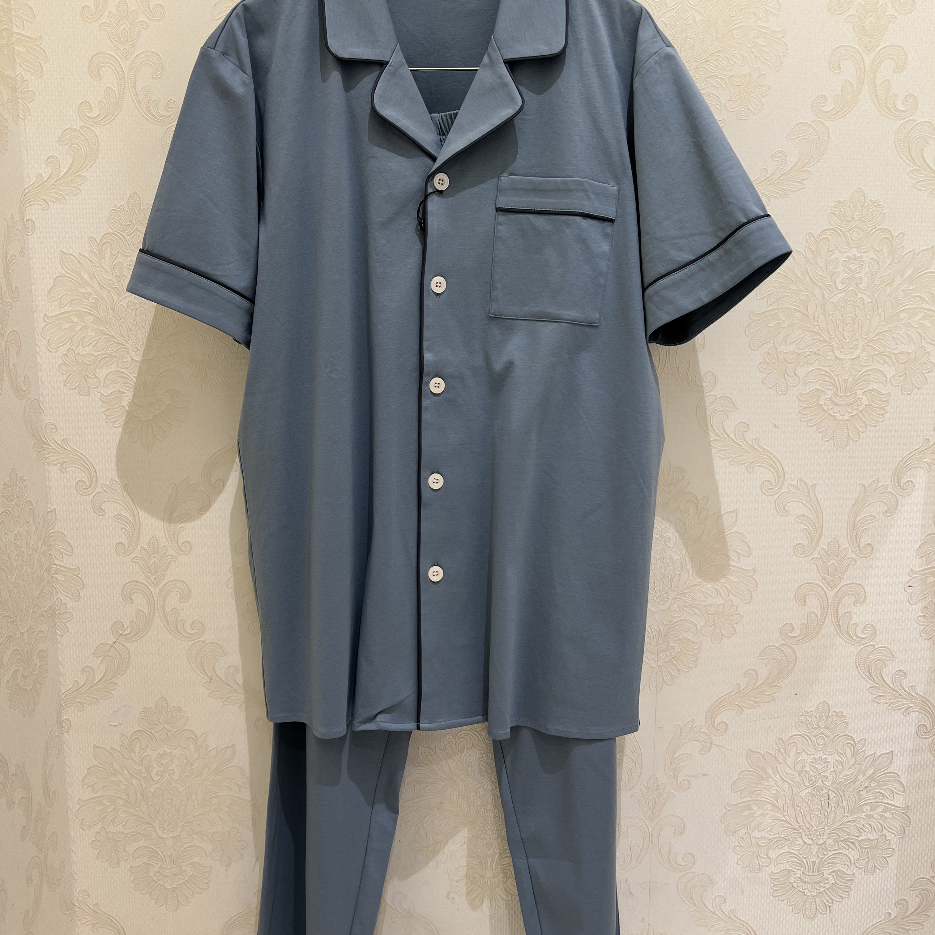 华歌尔 男士睡衣套装纯棉开衫短袖长裤休闲家居服WD2523专柜直发