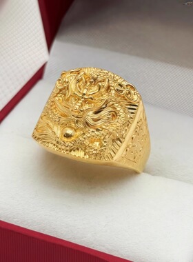 开口可调节戒指男款龙纹戒指复古
