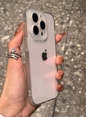 超薄黑色苹果15pro直边软壳适用iphone14手机壳简约防摔13磨砂防指纹11女款12promax镜头全包xs硅胶保护套