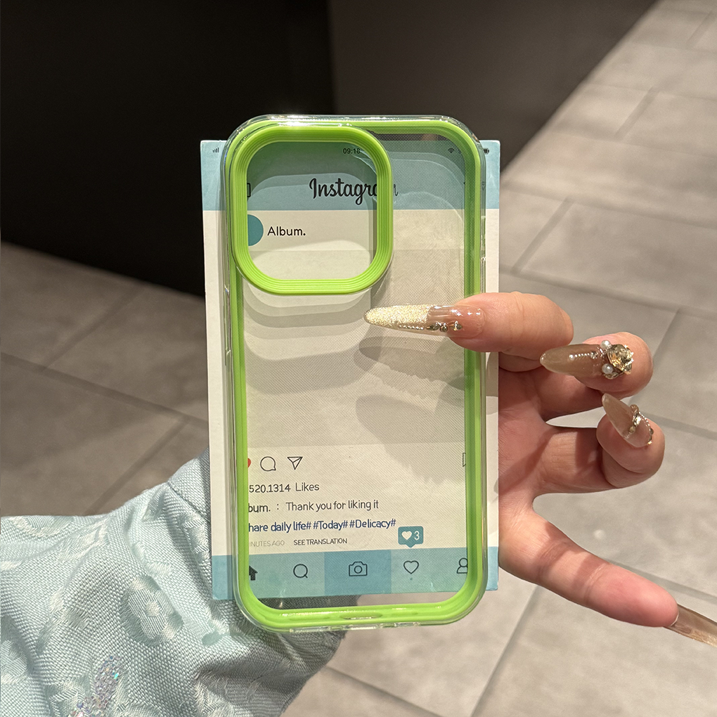 夏日简约多巴胺纯色边框苹果16promax手机壳适用15新款14pro高级13小众12女11网红xr透明x全包15plus防摔软壳