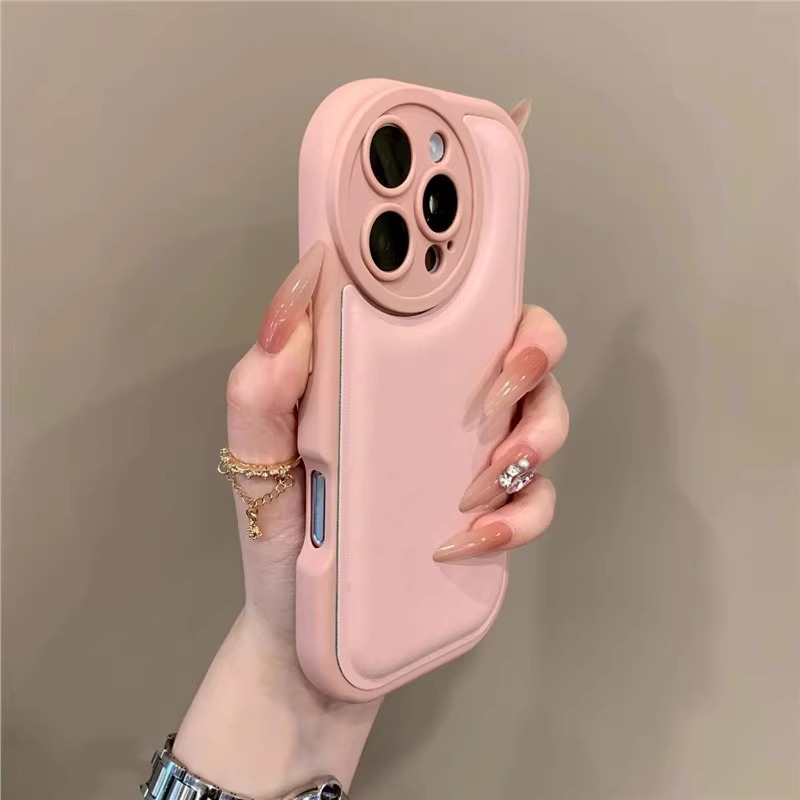 气垫胖胖面包粉色皮纹iphone16promax手机壳适用苹果15pro高级皮质12/13硅胶11全包防摔14pro网红女款保护套