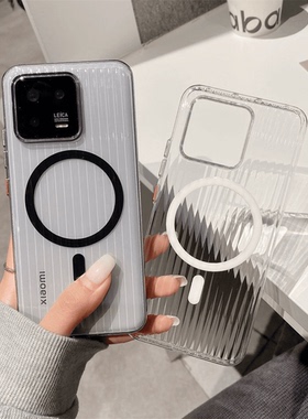 行李箱手机壳适用小米14Pro新款15保护套mi13防摔17超薄magsafe磁吸磨砂13高级透明不发黄ultra专用瓦楞光栅