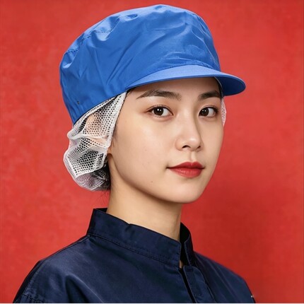 食品厂工作帽加工车间烘焙餐饮透气蓝色薄款春夏款男女防尘防掉发