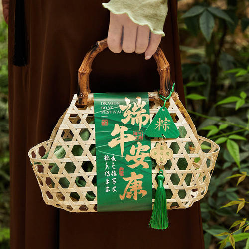 端午高档竹篮粽子礼盒定制空盒