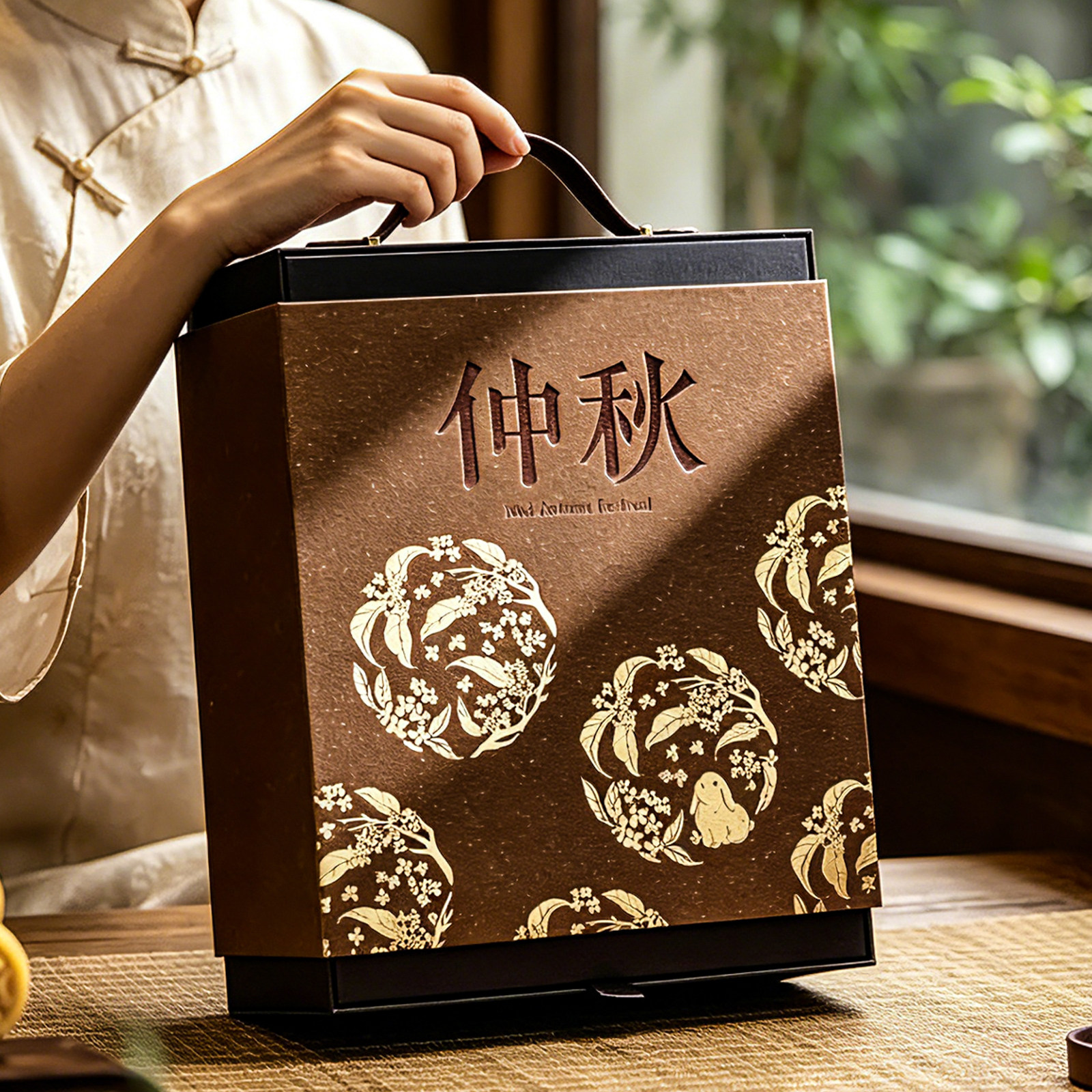 高档中式硬中秋月饼礼盒空盒定制图片