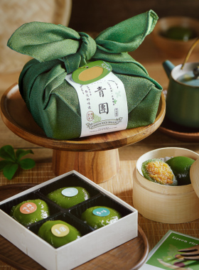 6个/粒端午节青团绿豆糕包装盒饼干雪花酥盒子包裹布绿色方巾礼盒