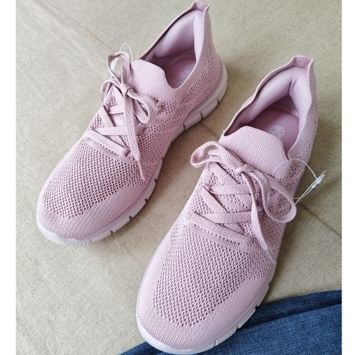 外贸原单女士透气一脚蹬网面鞋