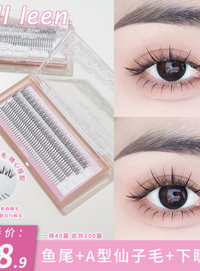JILL LEEN单簇假睫毛女自然仿真A型鱼尾 混合装仙子毛新手自嫁接