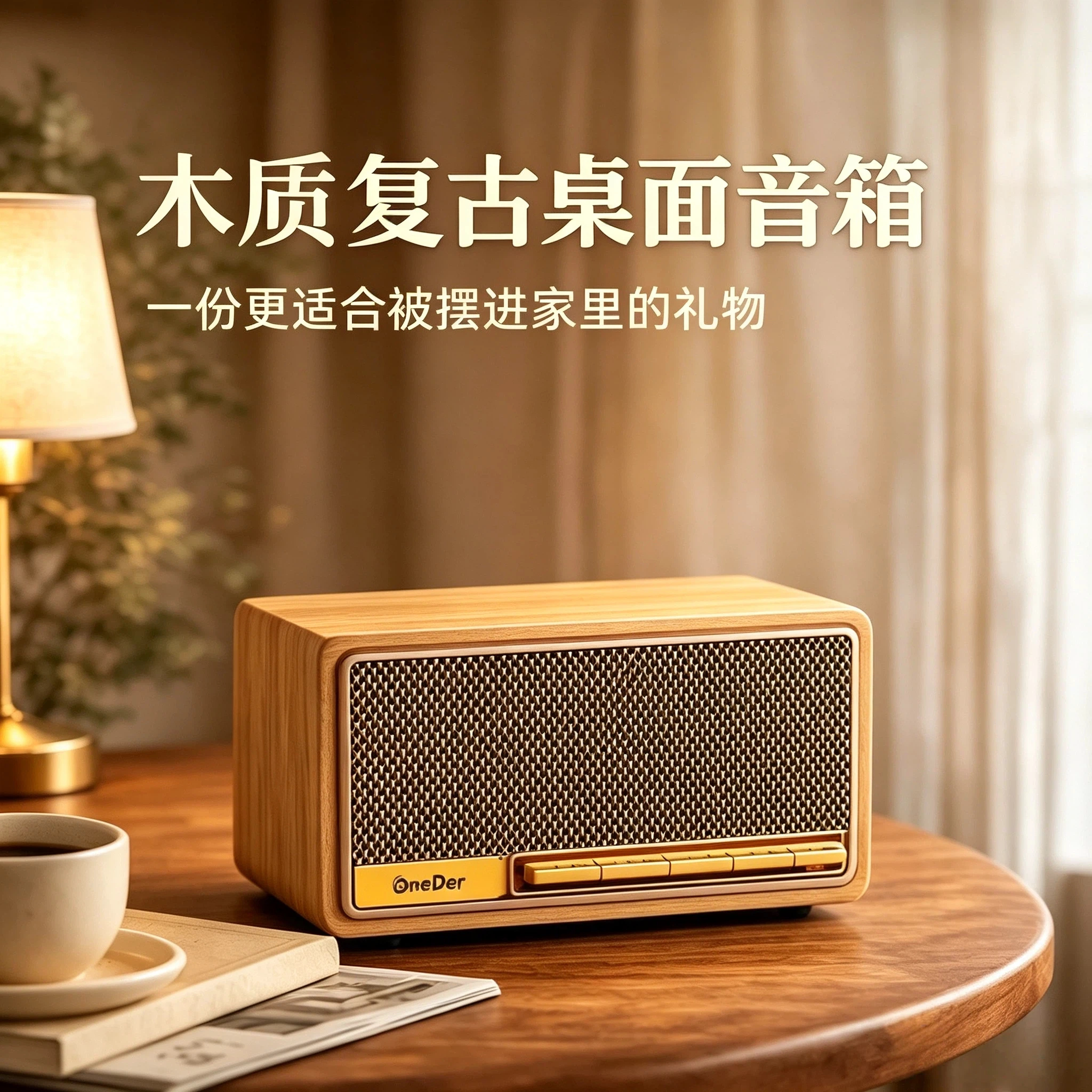 复古音箱木质胡桃木纹无线蓝牙音响家居高音质颜值礼盒装送礼自用