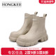 牛皮厚底时尚 Hongkee 红科靴子女秋冬2024新款 套筒短靴H874D402