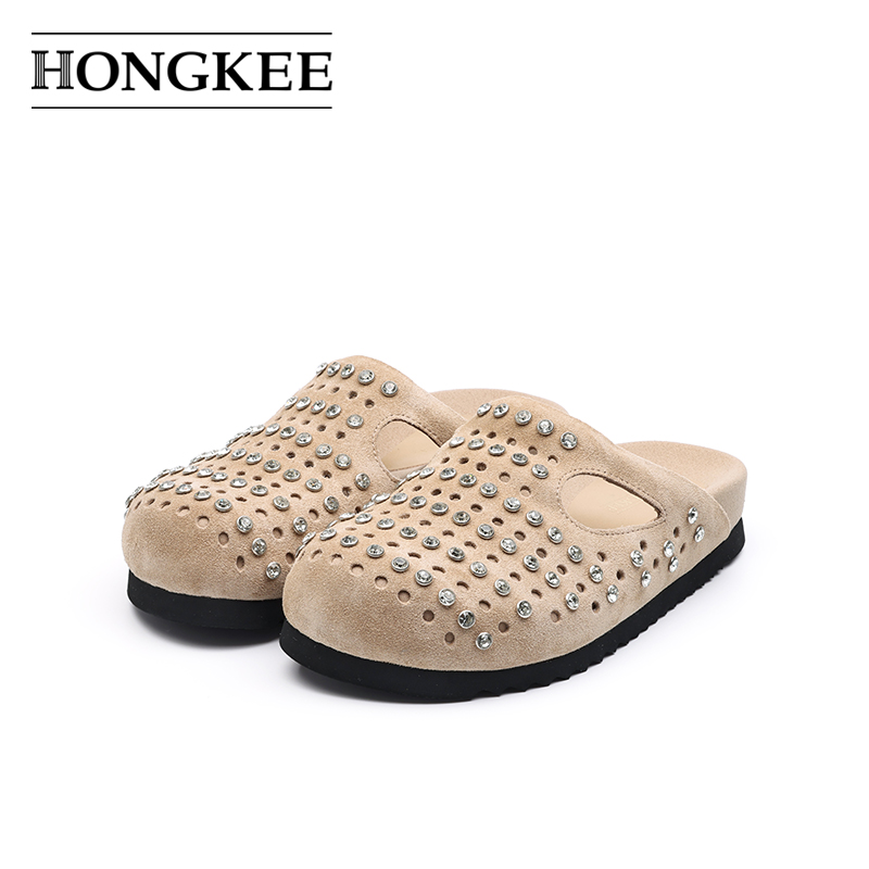Hongkee/红科半拖鞋女外穿2025夏季新款勃肯鞋包头凉拖H055S201