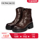 新款 Hongkee 红科靴子2025冬季 羊毛里保暖冬靴短筒棉靴H055S402