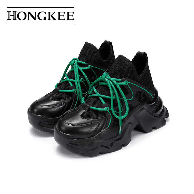 Hongkee/红科老爹鞋厚底休闲鞋2022秋季ins单鞋流行女鞋HD32F300