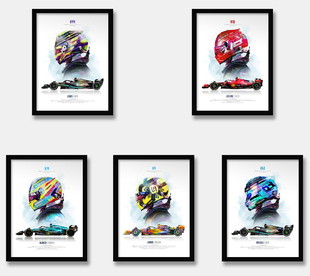 汉密尔顿阿隆索勒克莱尔海报F1赛车装饰画诺里斯拉塞尔明星挂画