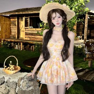 设计感纯欲甜美收腰a字短裙 夏日海边度假风吊带连衣裙女2025新款