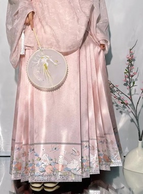 南流景原创【桃气兔】仿妆花织金纱 明制窄低澜 六对褶夏季马面裙