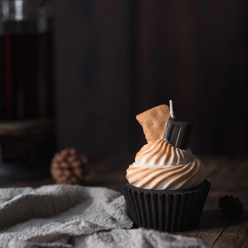 l&m 仿真烤棉花糖 巧克力纸杯蛋糕香薰蜡烛 香草味 家居卧室香氛