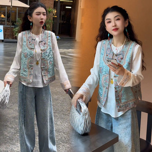 高档国风盘扣马夹衬衫 新中式 女2026春新款 套装 减龄气质两件套 时尚