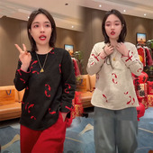 气质减龄显瘦盘扣开叉印花锦鲤高档中式 国风衬衫 女2026春新款 上衣