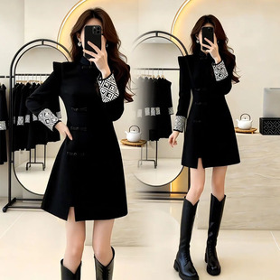 修身 新款 显瘦国风盘扣气质减龄开叉旗袍裙 连衣裙女2026春季 新中式