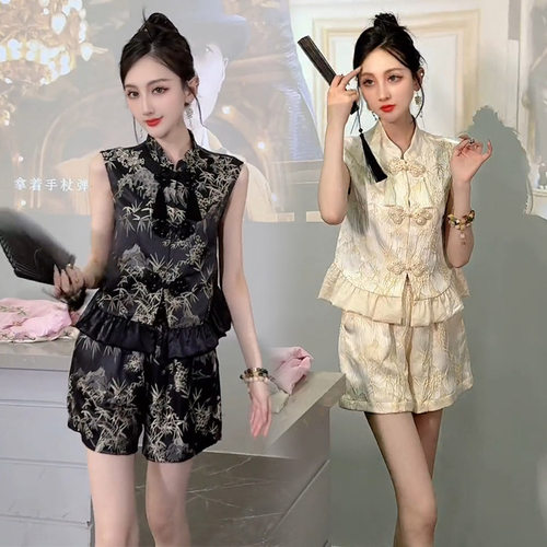 2024夏国风流苏上衣短裤时尚套装