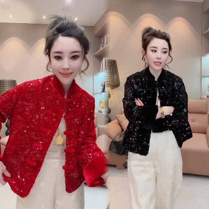 国风棉服女2025冬季新款气质减龄高档盘扣新中式显瘦亮片棉衣外套,女装/女士精品,棉衣/棉服,淘宝优惠券,粉丝福利购,淘宝优惠卷