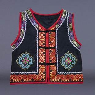 少数民族儿童三月三马甲研学壮族苗族马夹背心男女成人马褂演出服